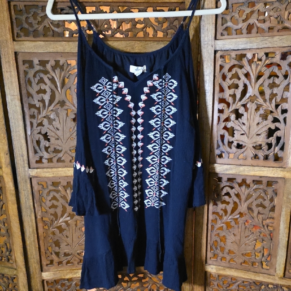 Exist Navy Tunic with Embroidered Accents